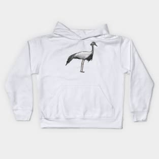 Demoiselle crane bird cartoon illustration Kids Hoodie